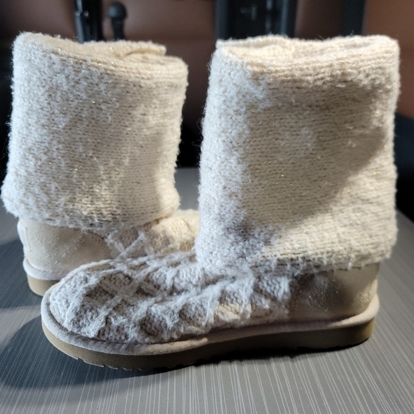 UGG‎ Australia Lattice Knit Cardy Tall 1002483 Ivory/Gold Women's 7 NWOT. - Picture 10 of 10